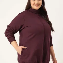 theRebelinme Plus Size Wine Fleece Relaxed Fit Sweatshirt image 3