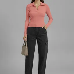 Dream Beauty Fashion Women Ribbed Shirt Collar Long Sleeves Top-picture-26