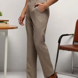 Subtract Beige Slim Fit Checks Trousers image 3