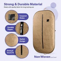 Kuber Industries Beige & Brown 3 Pieces Printed Non-Woven Suit Organisers With Zip image 3