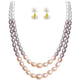 Sri Jagdamba Pearls Golden Necklace & Earring Set-picture-9