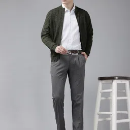 Park Avenue Self Design Front-Open Sweater image 3