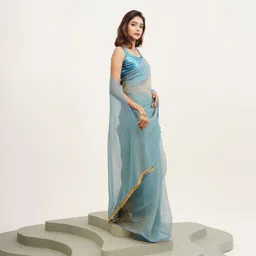 Kalista Solid Satin Saree image 4