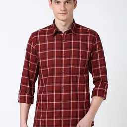 Peter England Casuals Men Slim Fit Opaque Checked Casual Shirt-image-11