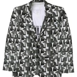 CAVIO Full Sleeves Abstract Printed Blazer With Text Printed Tee Set - Dark Grey-picture-11