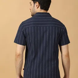 Hence Men Relaxed Cuban Collar Striped Shirt image 4
