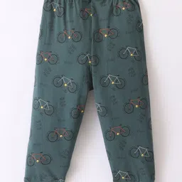 Doreme Single Jersey Knit Ankle Length Lounge  Pant Cycle Print - Pine Green image 2