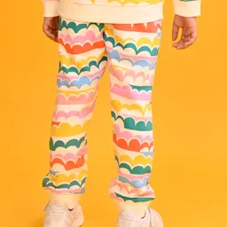 Anthrilo Fleece Cloud Rainbow Printed Warm Joggers - Off White image 3