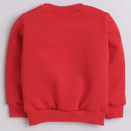 Knitting Doodles Fleece Woven Full Sleeves Cup Cake Printed Light Winter Sweatshirt - Red image 3