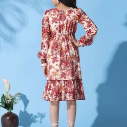 BAESD Floral Print Georgette Fit & Flare Midi Dress image 4