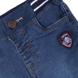 Babyhug Denim Full Length With Stretch Washed Jeans - Blue image 3