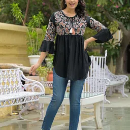 BAESD Tie-Up Neck Bell Sleeve Peplum Top-image-52