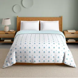 SPACES Imprints 210 Tc Hygro Cotton Floral Print Double Quilt - White-picture-23