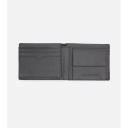 Peter England Men Grey Textured Leather Wallet image 2