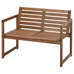 ikea nämmarö Bench with backrest, outdoor, light brown stained-picture-12
