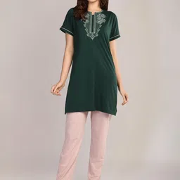 Duchess Women Embroidered Night suit-image-87