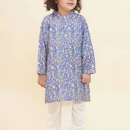 Sethukrishna Boys Floral Printed Mandarin Collar Kurta With Pyjamas image 1