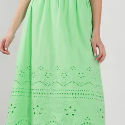 Vero Moda Pure Cotton Cutwork Flared Midi Skirt image 2