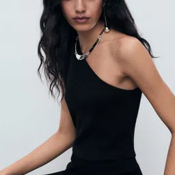 MANGO Asymmetrical Combined-Knit Dress image 5