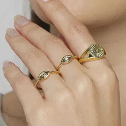 OOMPH Set Of 3 Evil Eye Good Luck Finger Rings image 2