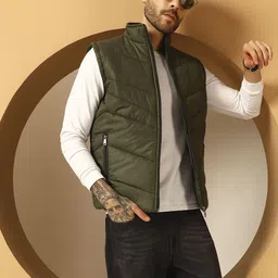 Metronaut Men Mock Collar Solid Gilet Jacket image 3