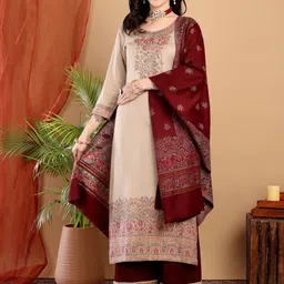 Hemkunt Fabric Ethnic Motifs Embroidered Thread Work Unstitched Dress Material-picture-33
