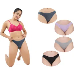 ORLIZEA Pack of 4 Women Low-Rise Cotton Blend Thongs-picture-25