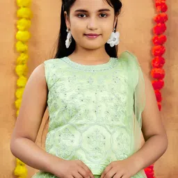 Muhuratam Girls Embroidered Ready to Wear Lehenga & Blouse With Dupatta image 3