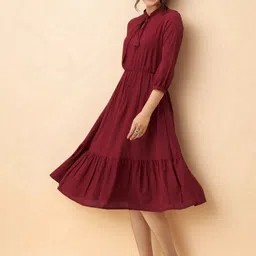 all about you Tie-Up Neck Crepe Fit & Flare Midi Dress image 3