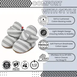 NESKA MODA Kids Cotton Striped Booties image 3