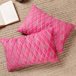 monkdecor Designer Rectangle Cushion Covers 12x18 Set of 1 | Premium Velvet Sofa Throw Pillow Covers | Stylish Modern Home Dcor | Rani Color image 5