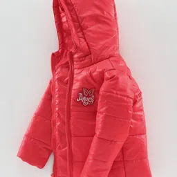Babyhug Full Sleeves Hooded Quilted Jacket - Red-picture-27