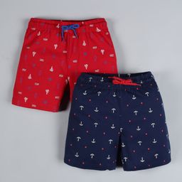 Plum Tree Pack Of 2 Nautical Print Shorts - Navy Blue & Red-picture-37