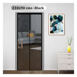 classic mosquito nets Classic Mosquito Net Curtain Patio Door Mesh with Full Frame Hook And Loop - Black image 1