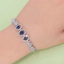 PRIVIU Silver-Plated American Diamond Studded Wraparound Bracelet image 5