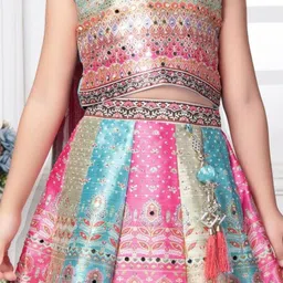 JAY NAGNATH FAB Girls Embellished Ready to Wear Art Silk Lehenga & Blouse With Dupatta image 2