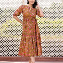 KALINI Floral Print Puff Sleeve Maxi Dress-picture-34