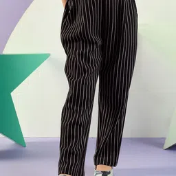 Peppermint Girls Striped Straight Fit Pleated Trousers image 1