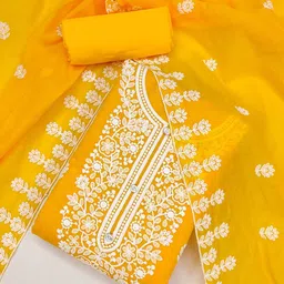 LeeliPeeri Designer Embroidered Art Silk Unstitched Dress Material-picture-19