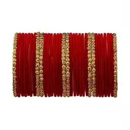 Adiba Fashion Factory Set Of 10 Red Glass Artificial Stones & Beads Bangle-picture-12