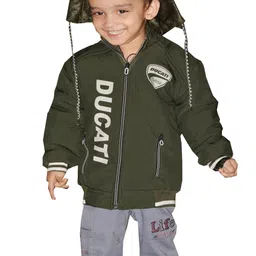 FLASTEENO Boys Green Hooded Long Sleeves Jacket image 2