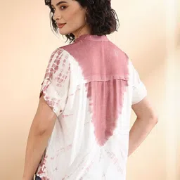 Chandbaali Women Tie and Dye Mandarin Collar Top image 3