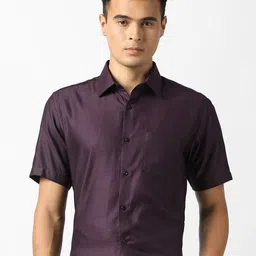 Van Heusen Men Textured Spread Collar Pure Cotton Formal Shirt-image-68