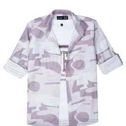 CAVIO Boys Spread Collar Abstract Printed Cotton Casual Shirts & T-Shirt image 5