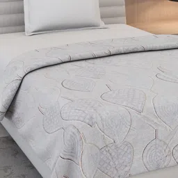 Monte Carlo Grey Ethnic Motifs Printed AC Room 290 GSM Single Bed Blanket image 4