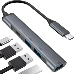 WEROX It features one USB 3.0 port and three USB 2.0 ports USB C Hub 4 in 1 Multiport data transfer speed of up to 5 Gbps,speed of 480 Mbps. USB Hub-picture-34
