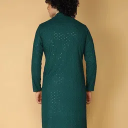 ETHNICSUTRA Men Ethnic Motifs Embroidered Festive Cotton Straight Kurta image 2