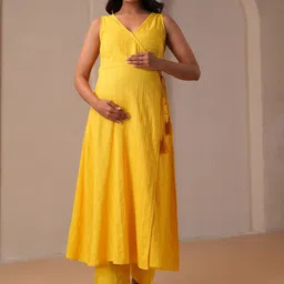 anayna Women Regular Pure Cotton Kurta with Trousers-picture-28