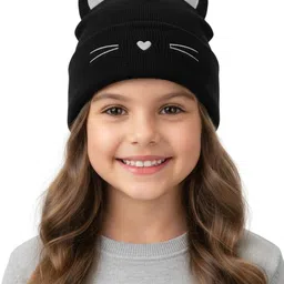 YOUSTYLO Unisex Kids Embroidered Woollen Beanie image 5