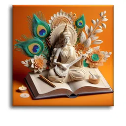 OLIVE TREE Orange & Blue Canvas Religious Wall Paintings image 5